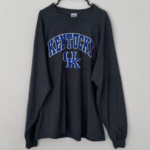 Kentucky Wildcats Football Men's 2XL Long Sleeve Grey NCAA Cotton Blend‎